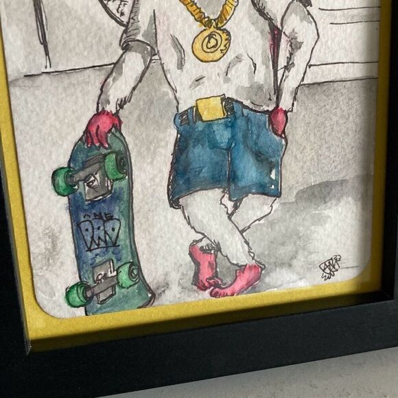 Framed Watercolor and Ink Painting “rats” - Picture 5 of 6